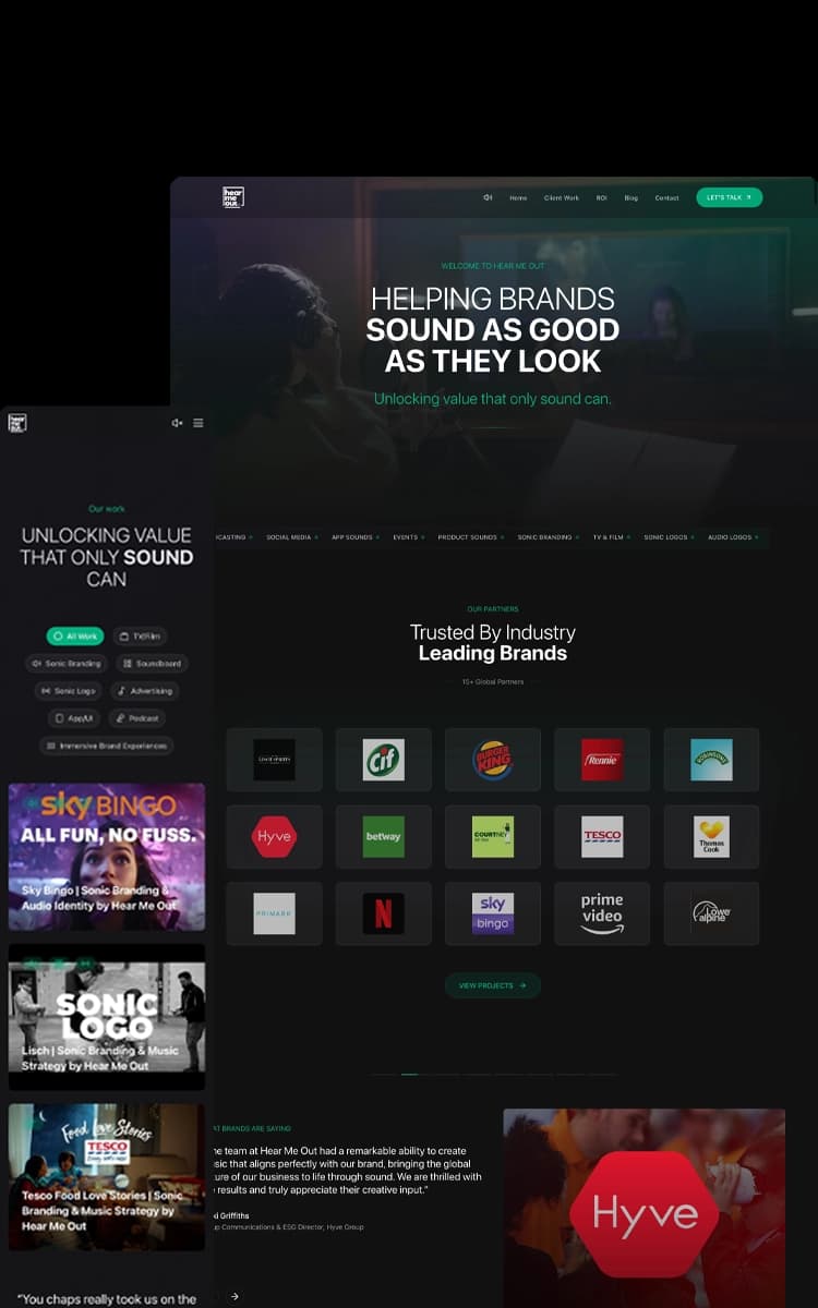 Hear Me Out Music website screenshot