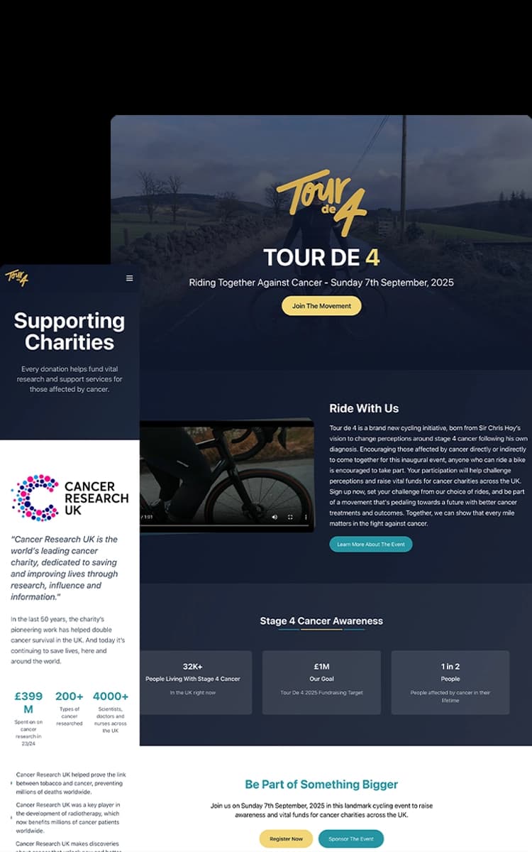 Tour de 4 website screenshot